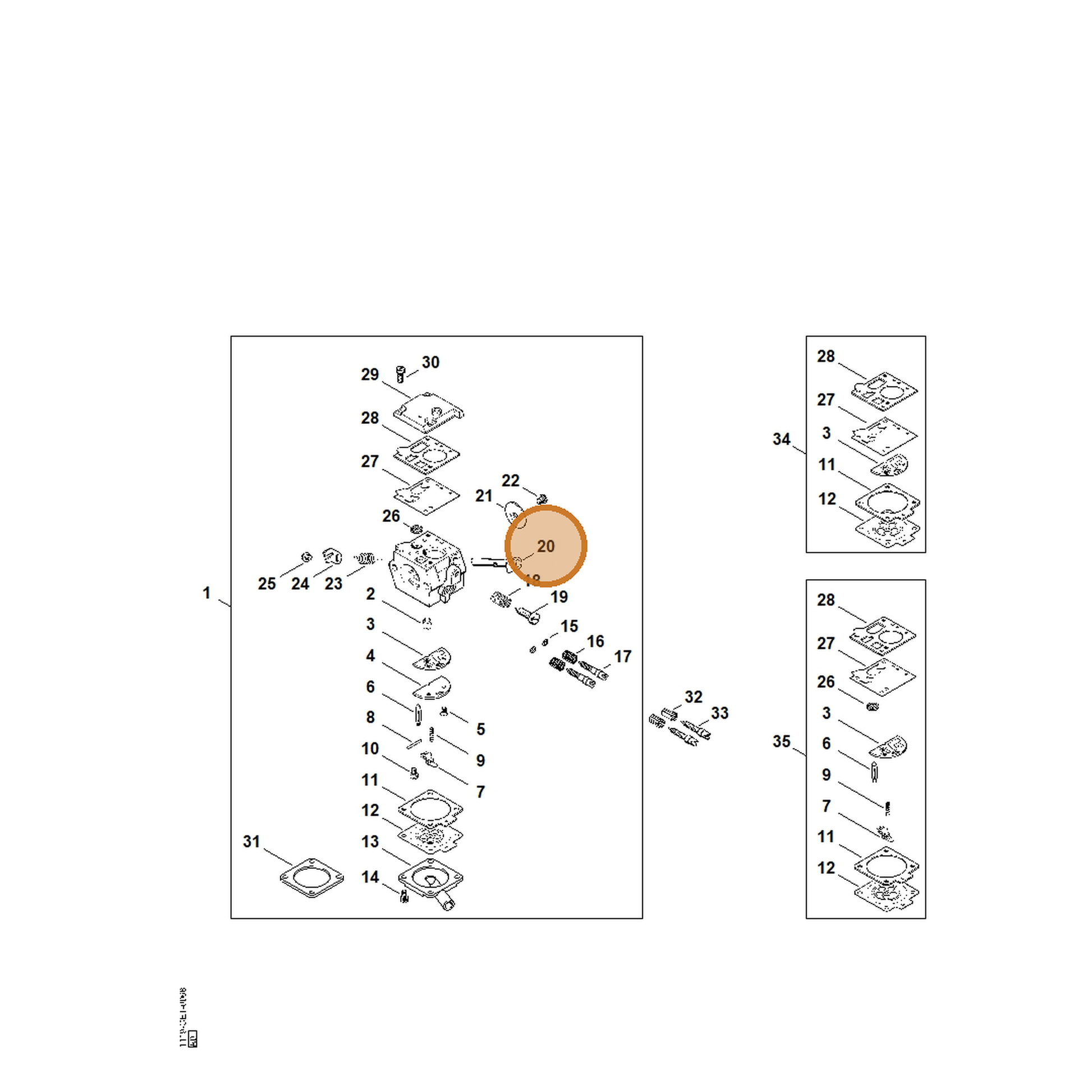 STIHL part 1119-120-7102 — IPL diagram snippet (6x zoom, amber highlight)