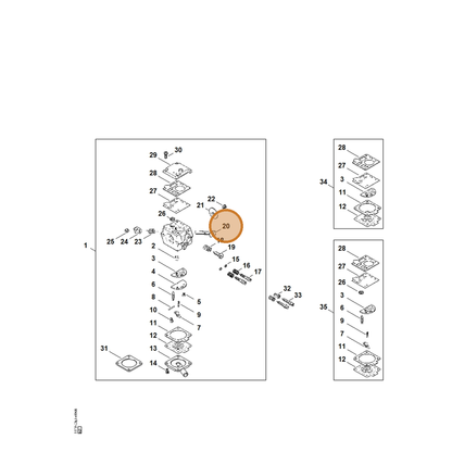 STIHL part 1119-120-7102 — IPL diagram snippet (6x zoom, amber highlight)