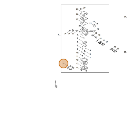 STIHL part 1119-121-0801 — IPL diagram snippet (6x zoom, amber highlight)