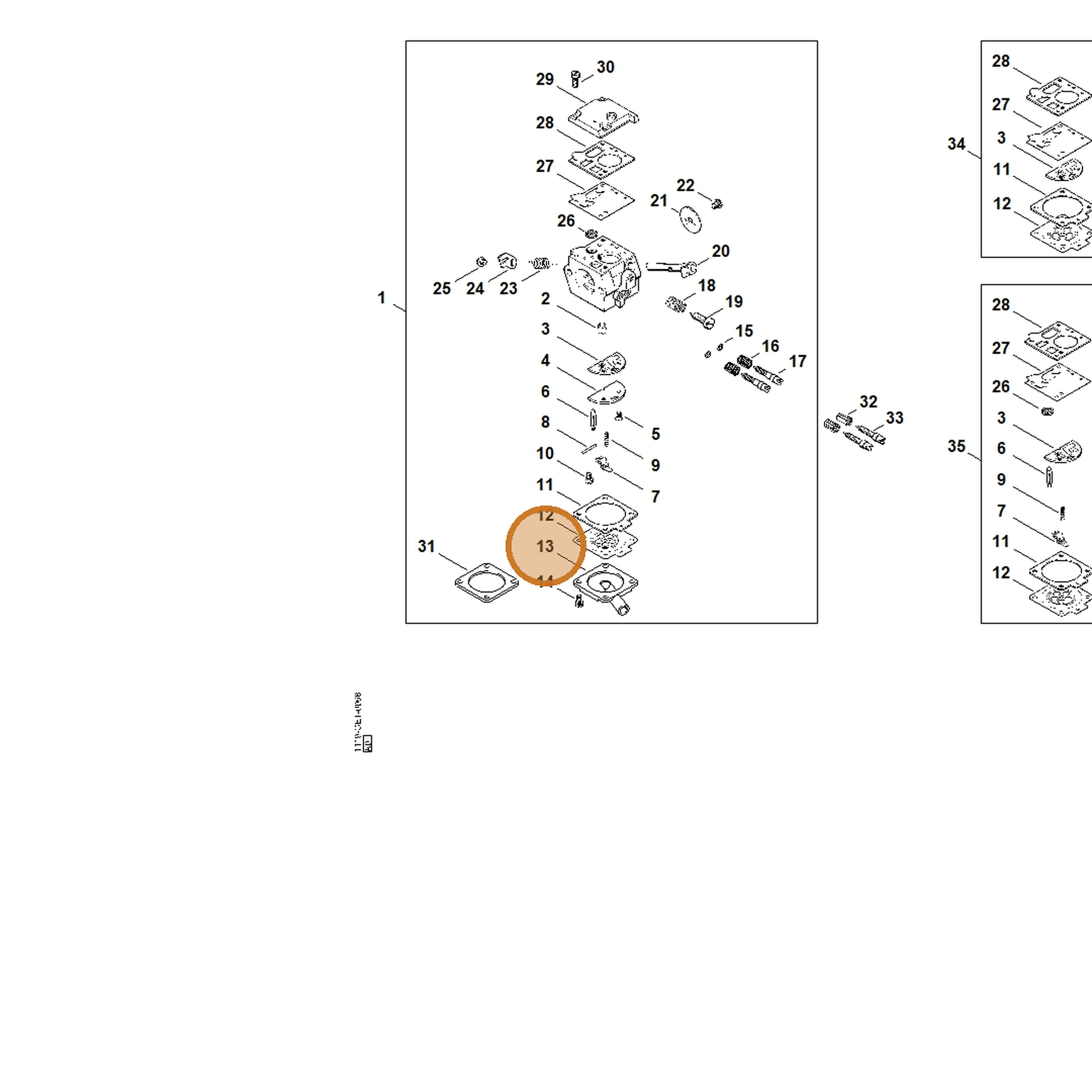 STIHL part 1119-121-0803 — IPL diagram snippet (6x zoom, amber highlight)