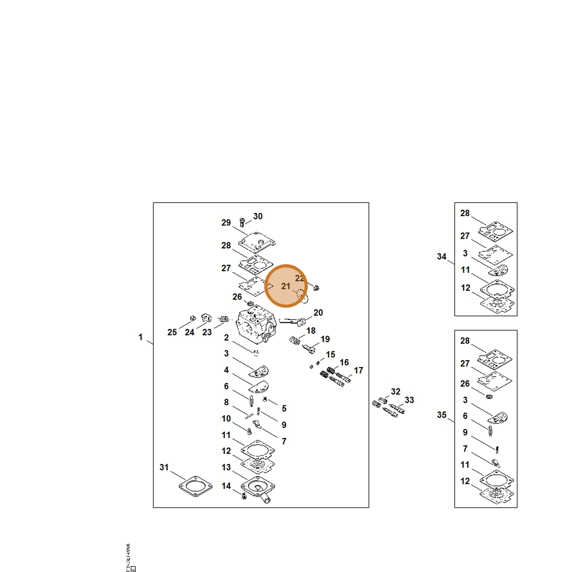 STIHL part 1119-121-3301 — IPL diagram snippet (6x zoom, amber highlight)