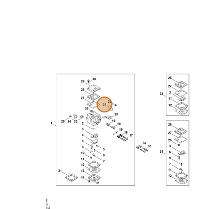 STIHL part 1119-121-3301 — IPL diagram snippet (6x zoom, amber highlight)