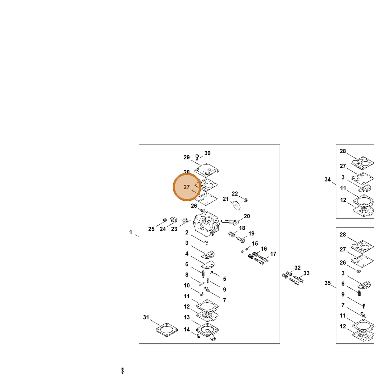 STIHL part 1119-121-4801 — IPL diagram snippet (6x zoom, amber highlight)
