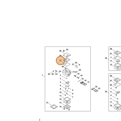 STIHL part 1119-121-4801 — IPL diagram snippet (6x zoom, amber highlight)