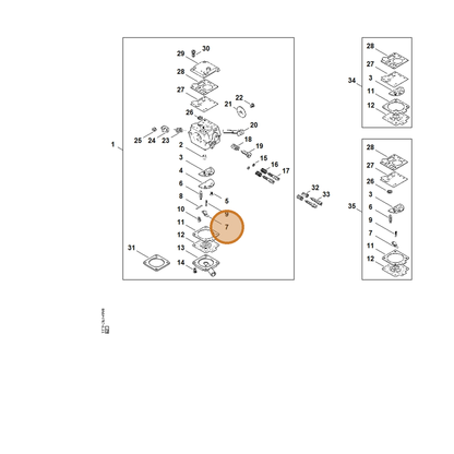 STIHL part 1119-121-5001 — IPL diagram snippet (6x zoom, amber highlight)