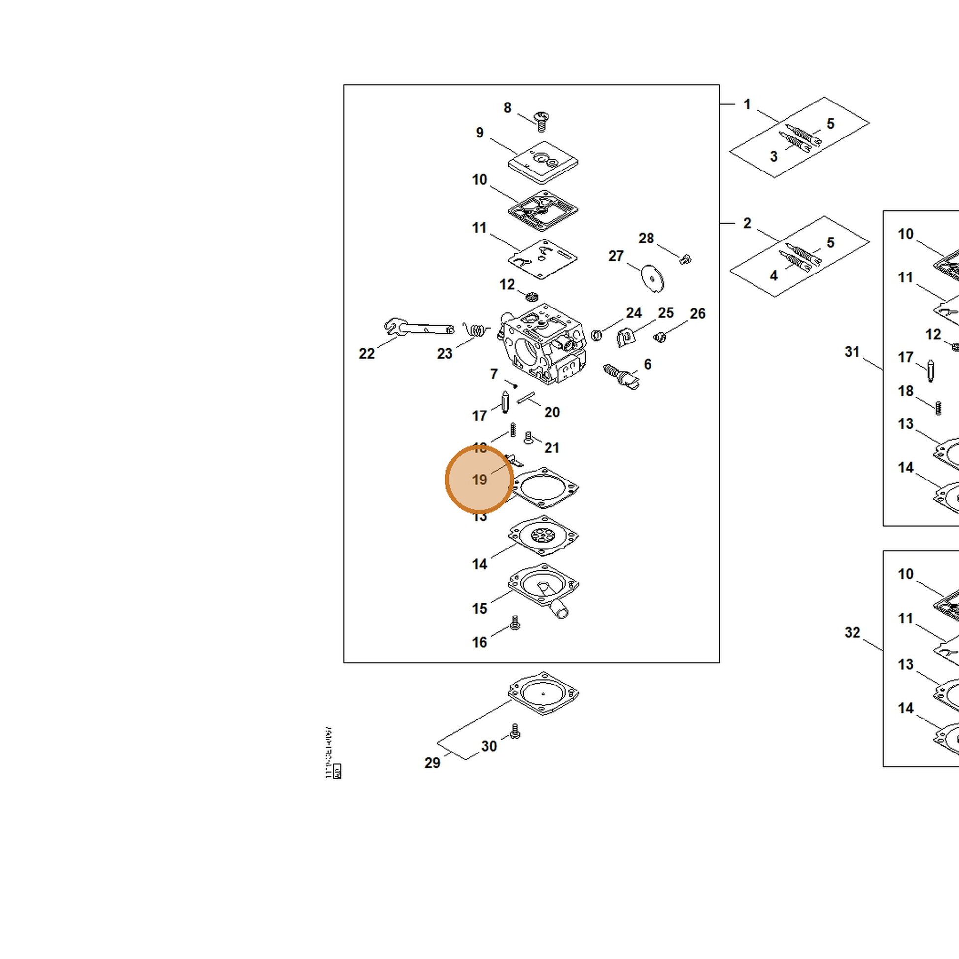 STIHL part 1119-121-5002 — IPL diagram snippet (6x zoom, amber highlight)