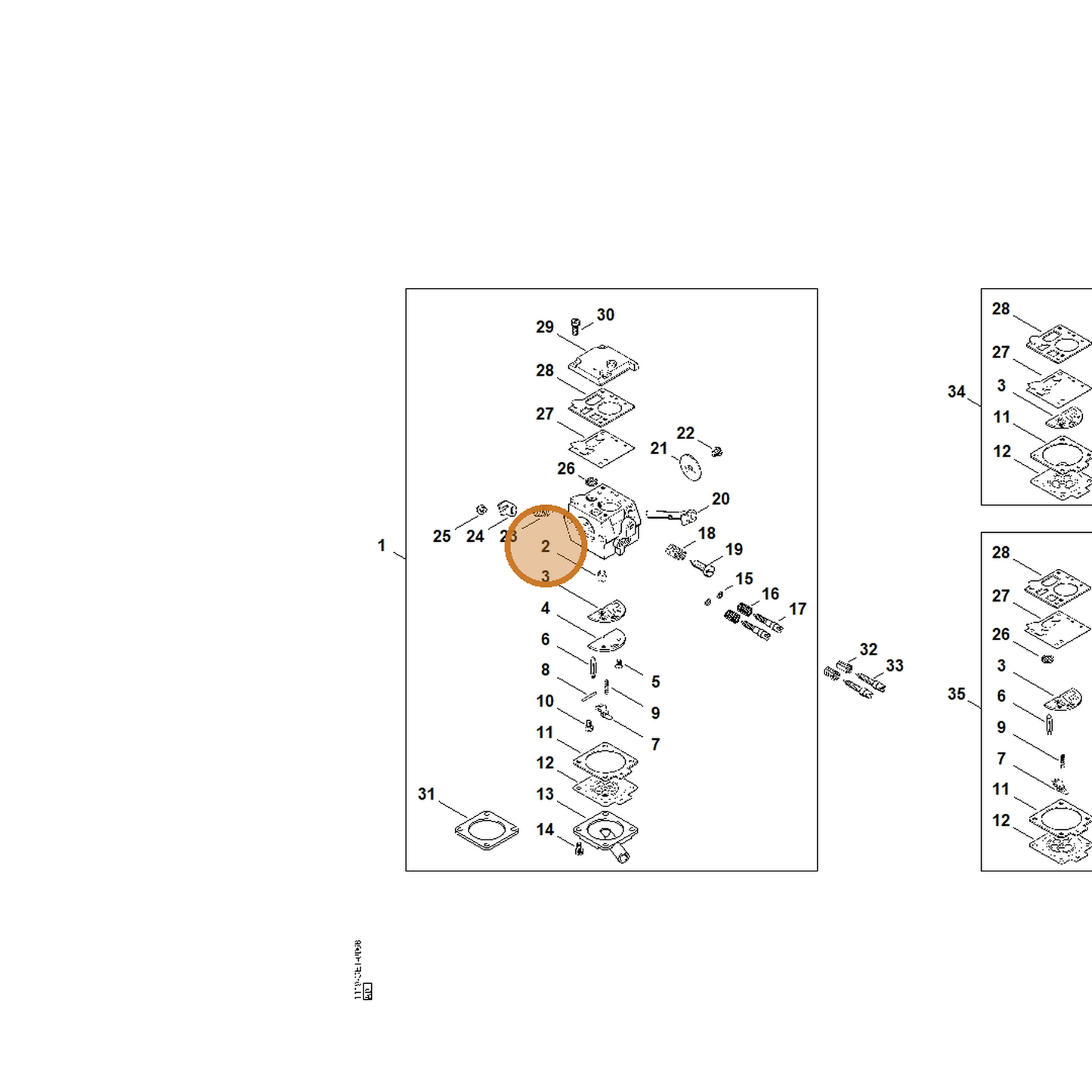 STIHL part 1119-121-5402 — IPL diagram snippet (6x zoom, amber highlight)