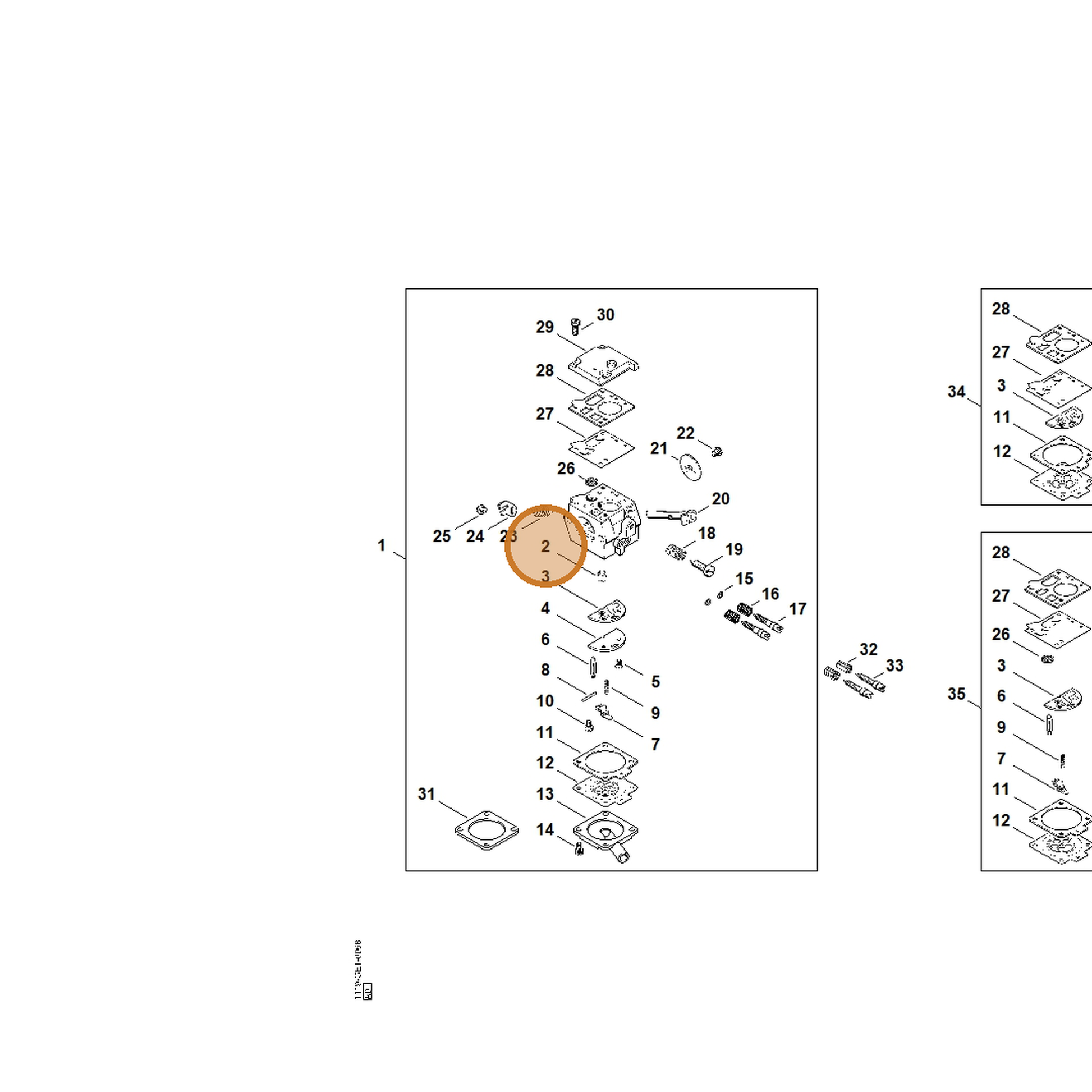 STIHL part 1119-121-5402 — IPL diagram snippet (6x zoom, amber highlight)