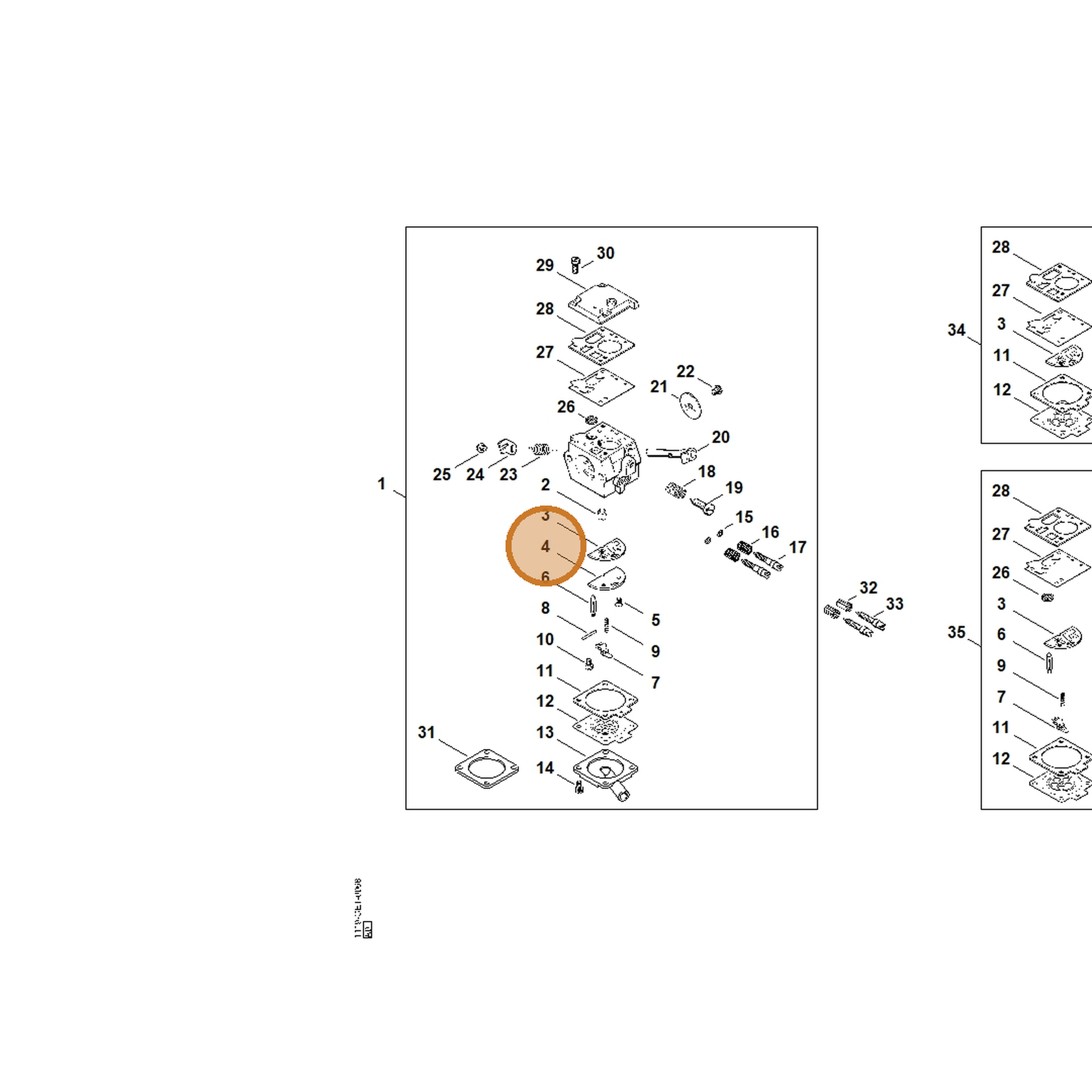 STIHL part 1119-121-7401 — IPL diagram snippet (6x zoom, amber highlight)