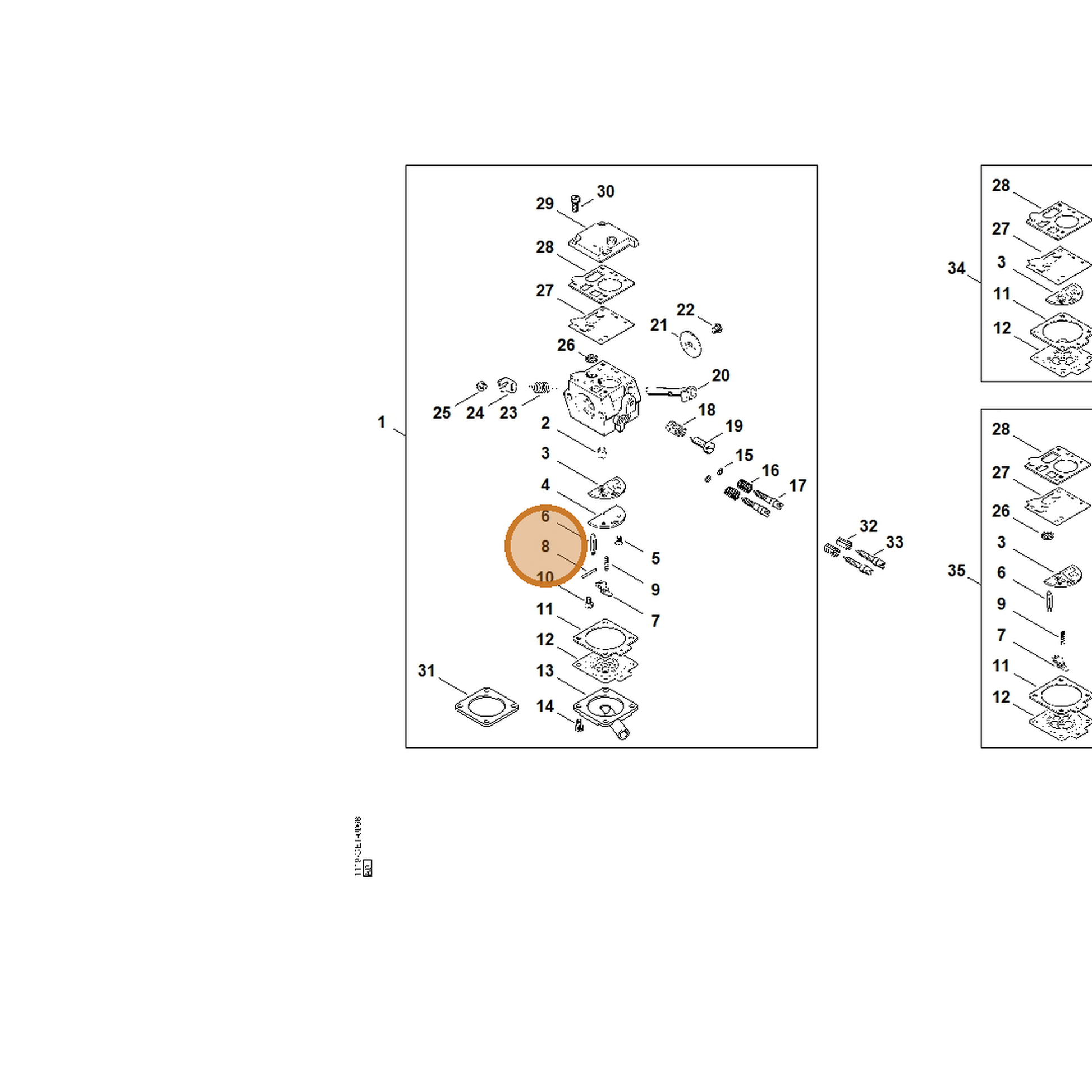 STIHL part 1119-121-9200 — IPL diagram snippet (6x zoom, amber highlight)