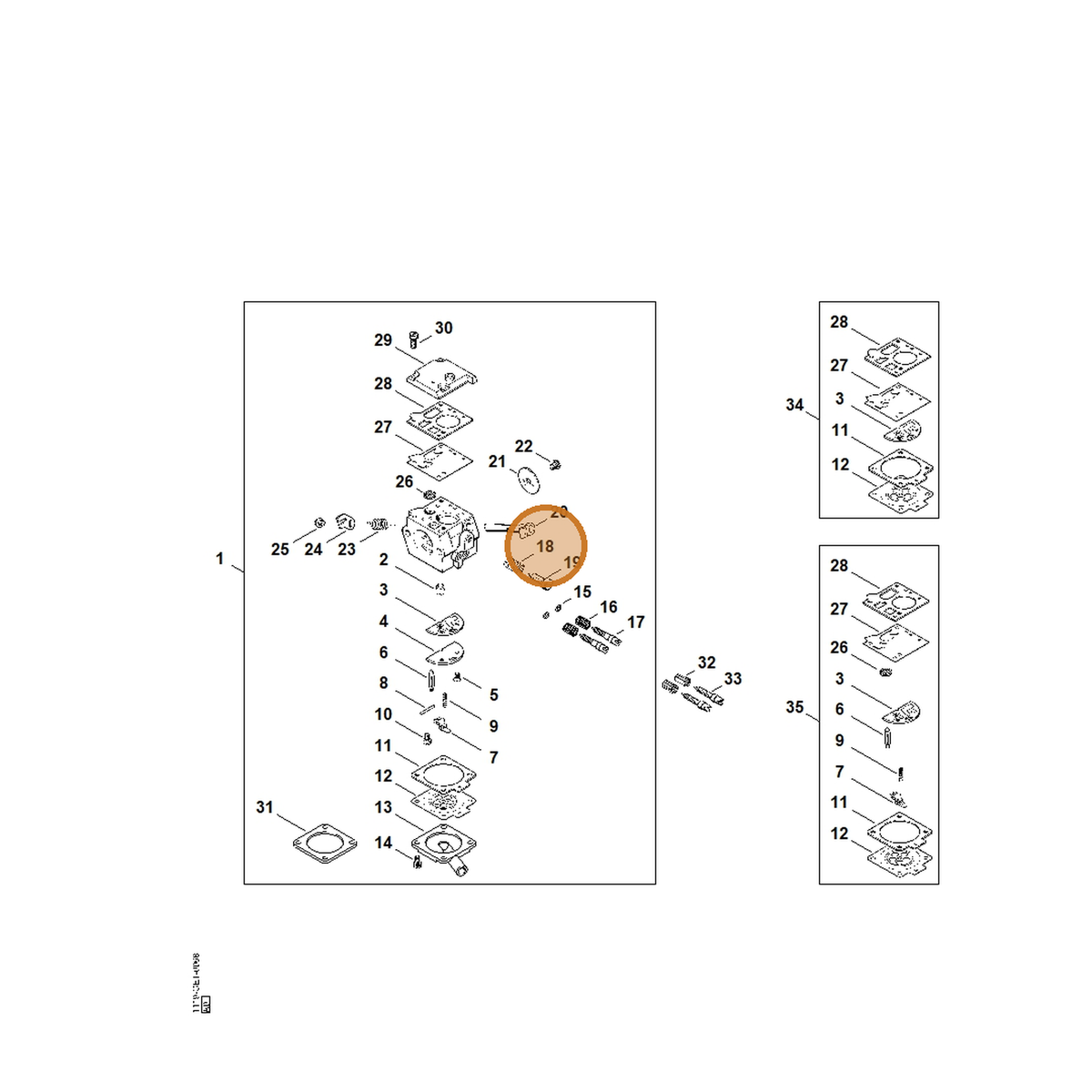 STIHL part 1119-122-3003 — IPL diagram snippet (6x zoom, amber highlight)