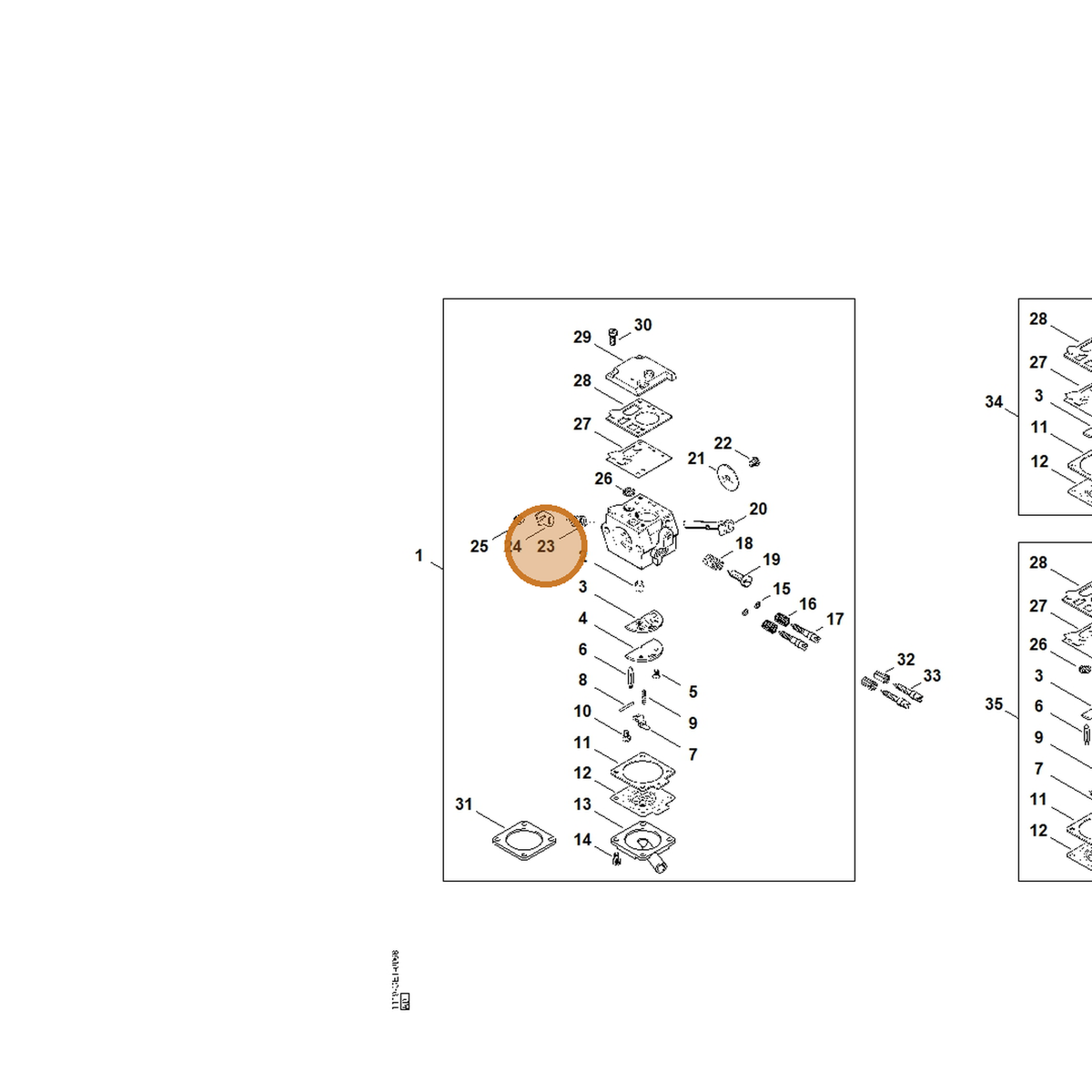 STIHL part 1119-122-3201 — IPL diagram snippet (6x zoom, amber highlight)