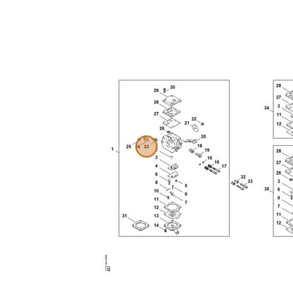 STIHL part 1119-122-3201 — IPL diagram snippet (6x zoom, amber highlight)