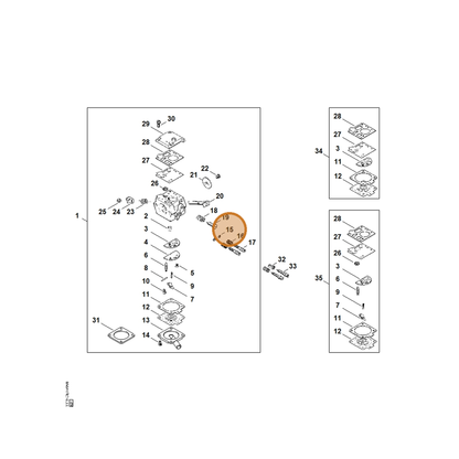 STIHL part 1119-122-3600 — IPL diagram snippet (6x zoom, amber highlight)