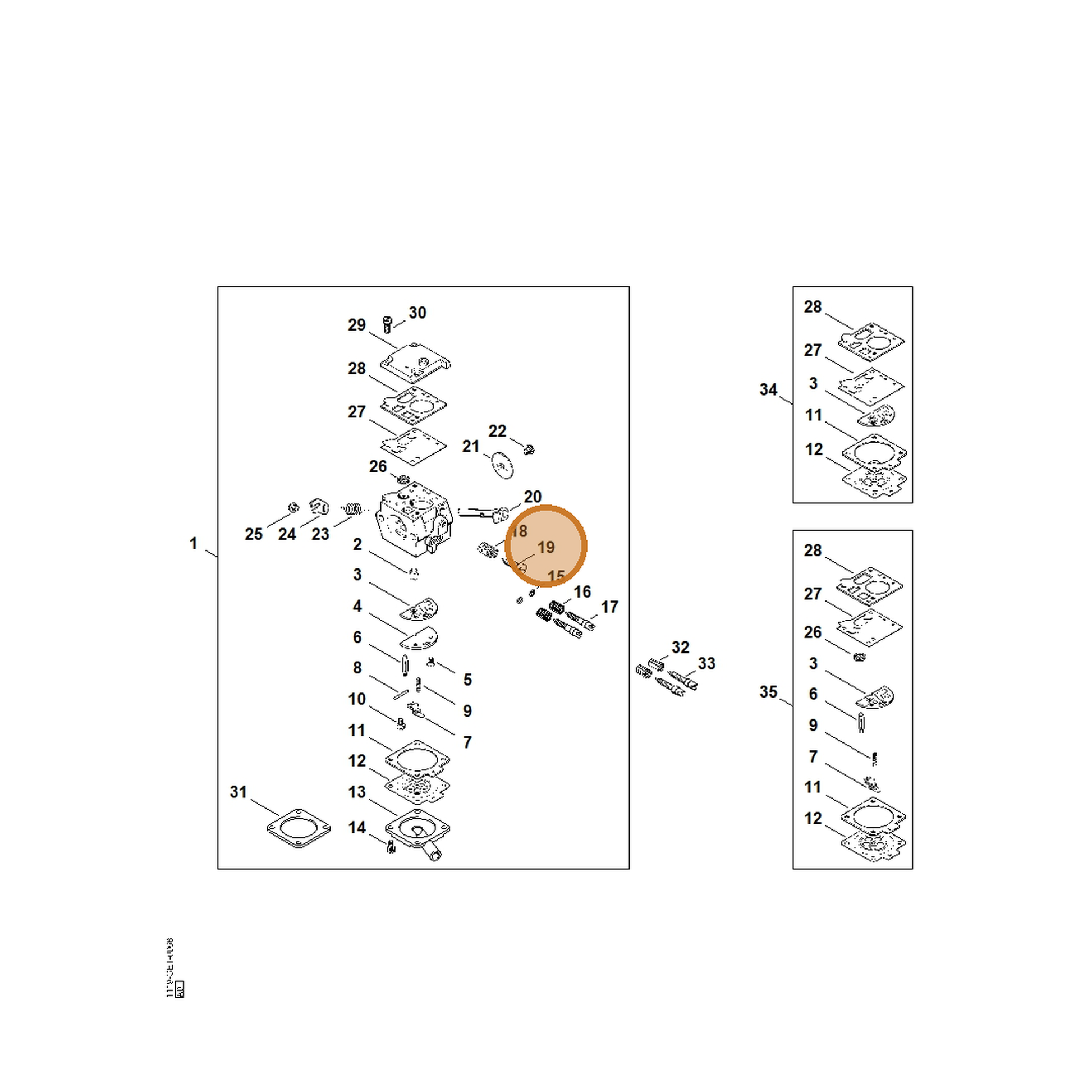 STIHL part 1119-122-6201 — IPL diagram snippet (6x zoom, amber highlight)