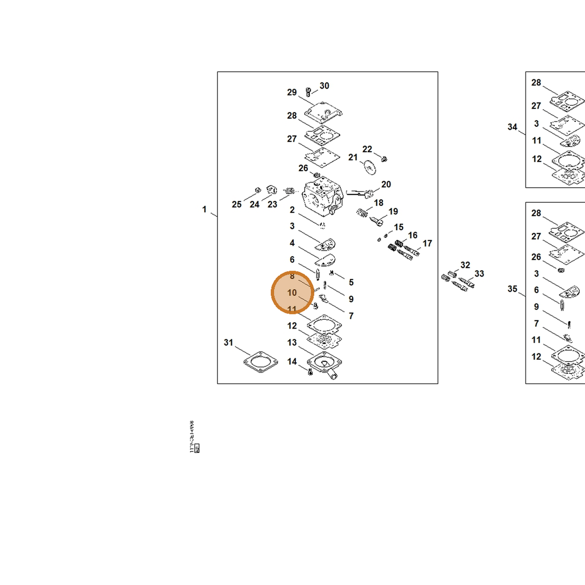 STIHL part 1119-122-7101 — IPL diagram snippet (6x zoom, amber highlight)