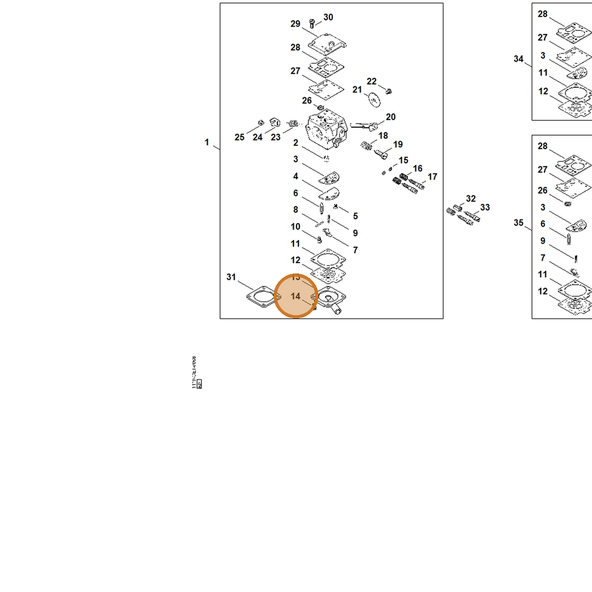 STIHL part 1119-122-7200 — IPL diagram snippet (6x zoom, amber highlight)