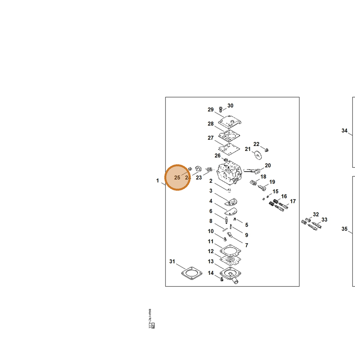 STIHL part 1119-122-7210 — IPL diagram snippet (6x zoom, amber highlight)