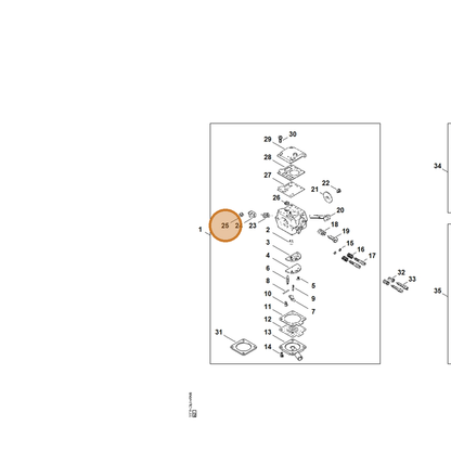STIHL part 1119-122-7210 — IPL diagram snippet (6x zoom, amber highlight)