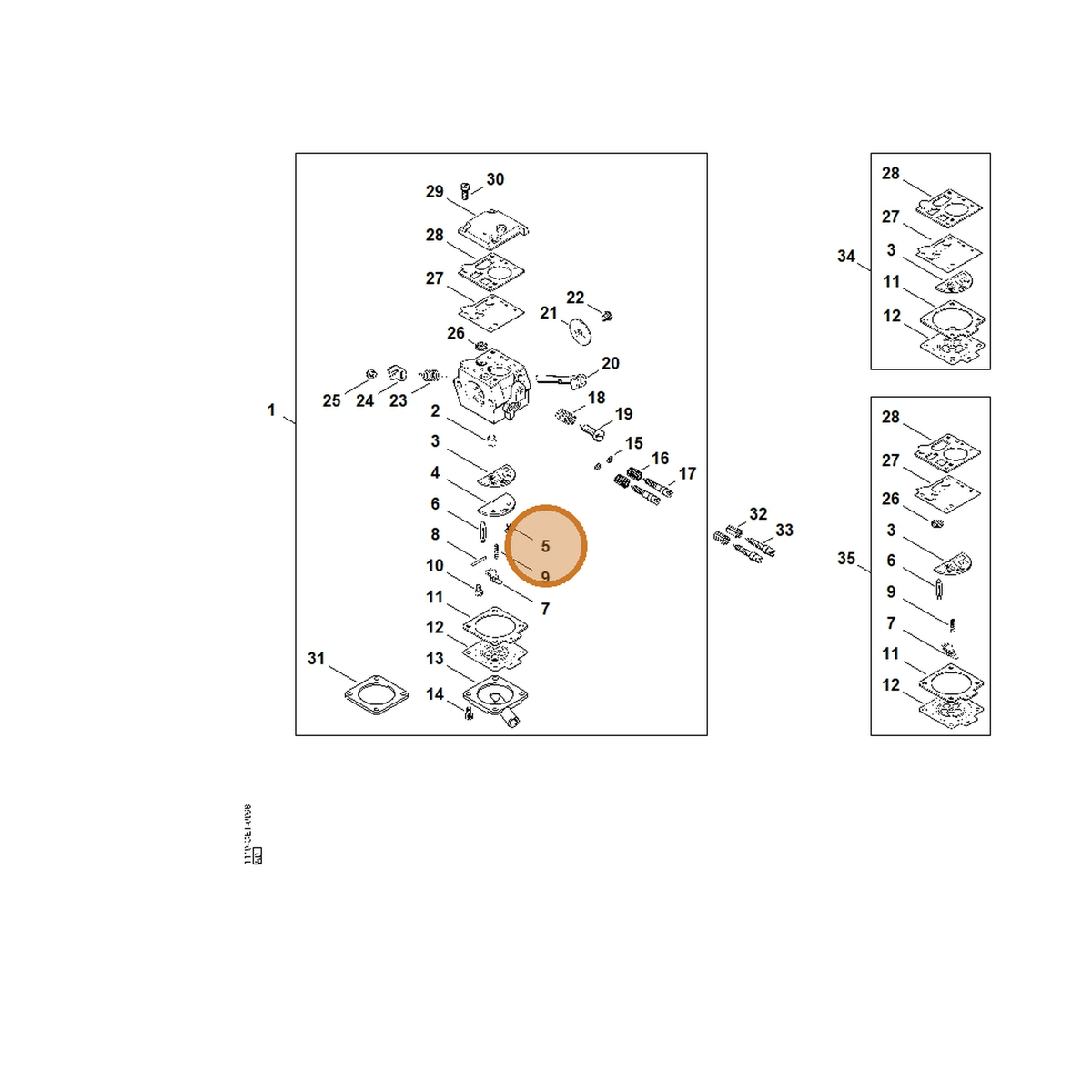 STIHL part 1119-122-7900 — IPL diagram snippet (6x zoom, amber highlight)