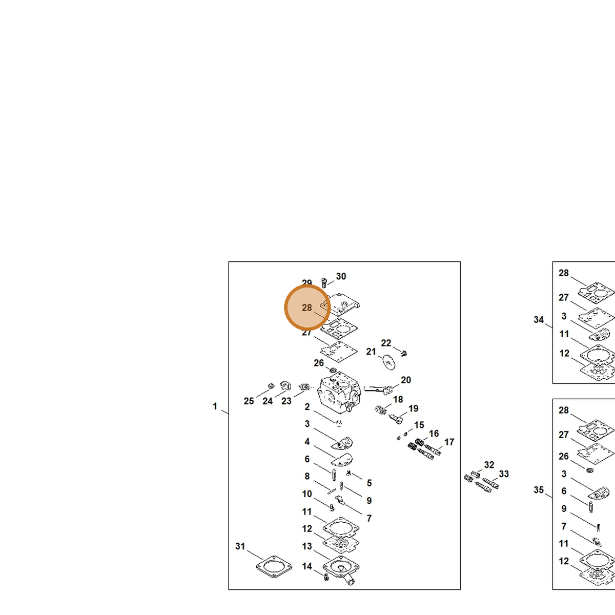 STIHL part 1119-129-0910 — IPL diagram snippet (6x zoom, amber highlight)