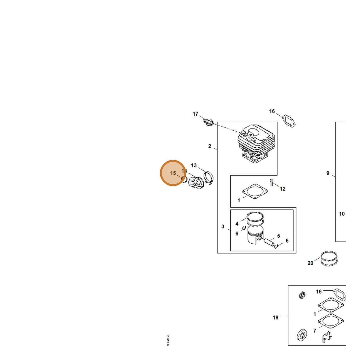 STIHL part 1119-141-1800 — IPL diagram snippet (6x zoom, amber highlight)