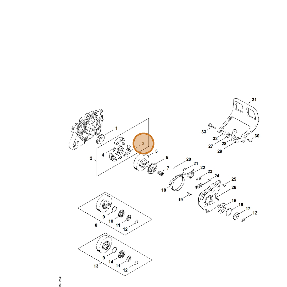 STIHL part 1119-162-0802 — IPL diagram snippet (6x zoom, amber highlight)