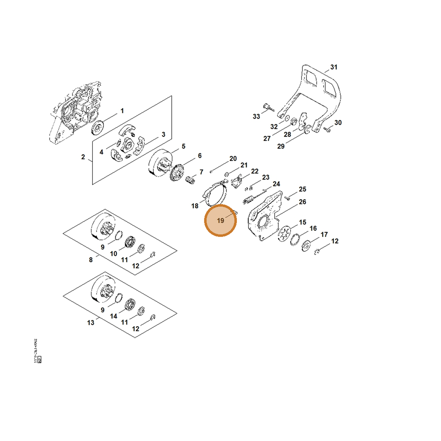 STIHL part 1119-162-5205 — IPL diagram snippet (6x zoom, amber highlight)