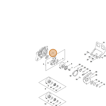 STIHL part 1119-162-8915 — IPL diagram snippet (6x zoom, amber highlight)