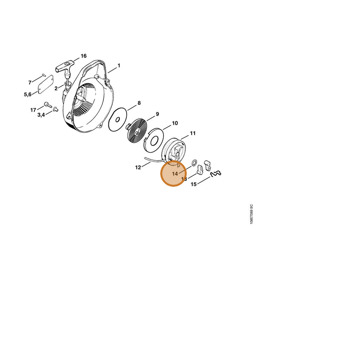 STIHL part 1119-162-8925 — IPL diagram snippet (6x zoom, amber highlight)