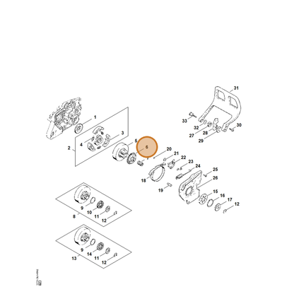 STIHL part 1119-642-1501 — IPL diagram snippet (6x zoom, amber highlight)
