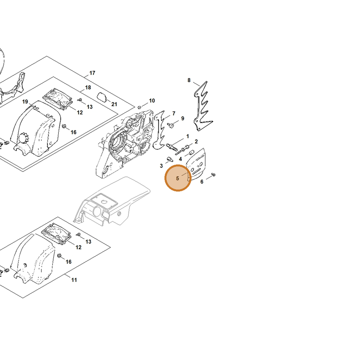 STIHL part 1119-664-1000 — IPL diagram snippet (6x zoom, amber highlight)