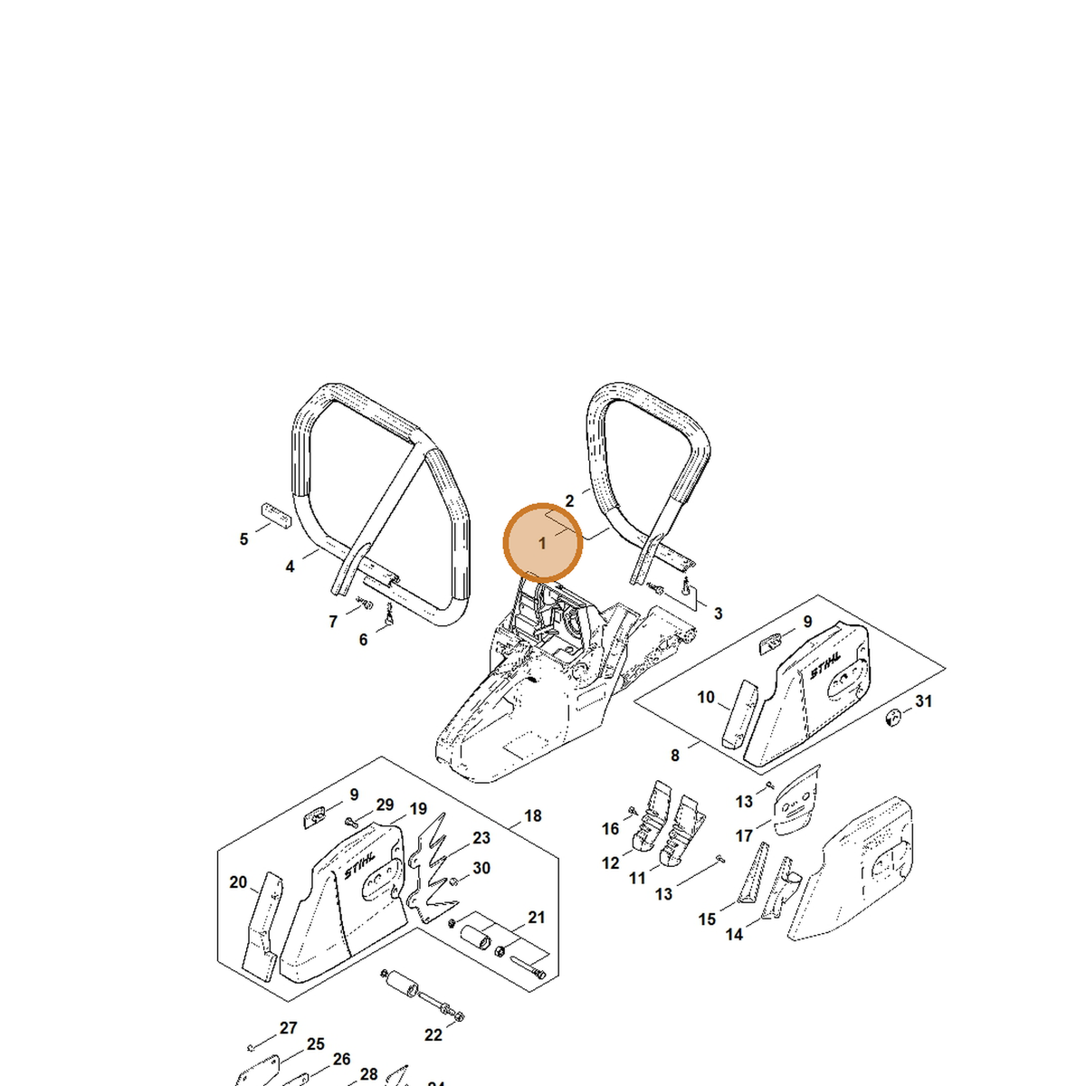 STIHL part 1119-790-1700 — IPL diagram snippet (6x zoom, amber highlight)