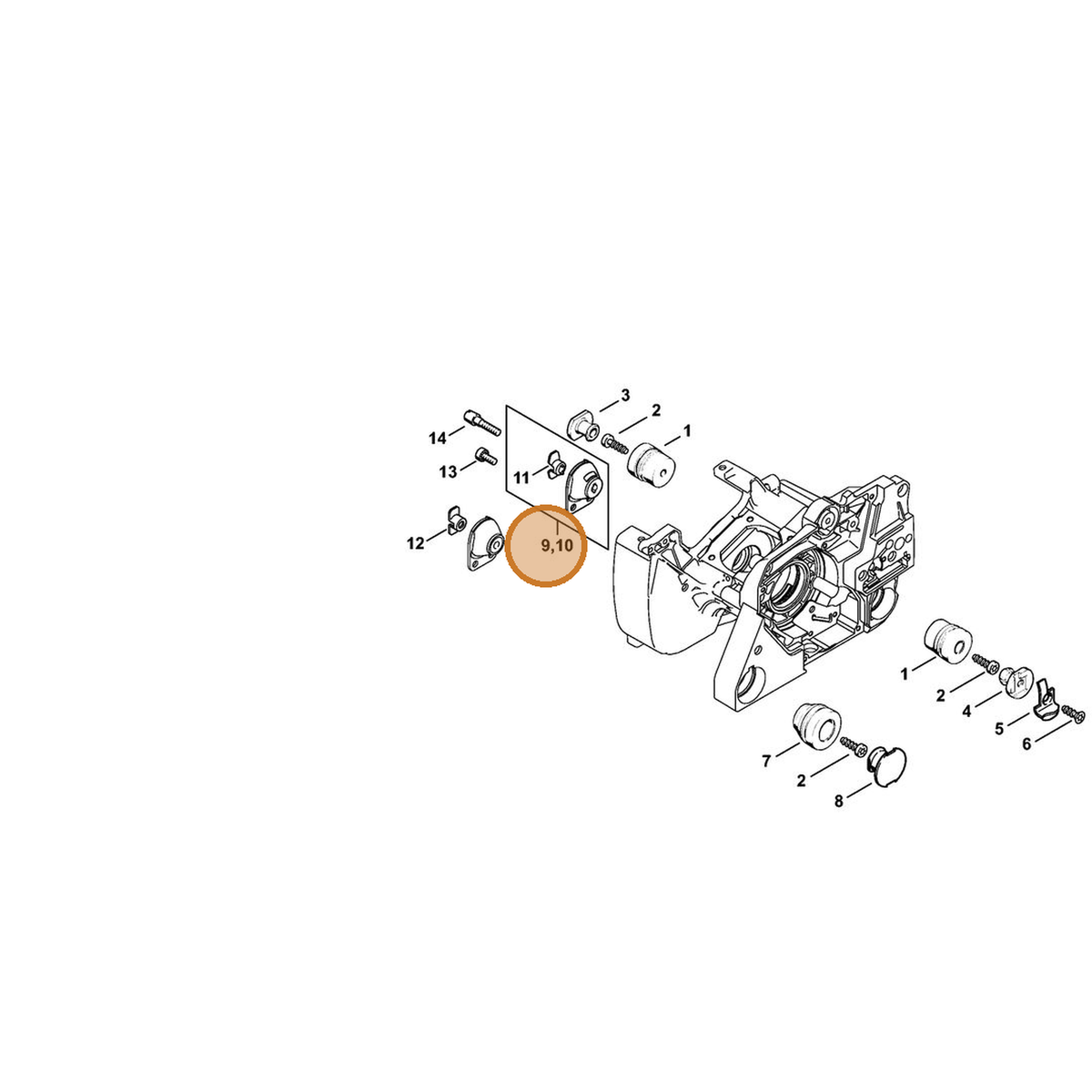 STIHL part 1119-790-9906 — IPL diagram snippet (6x zoom, amber highlight)