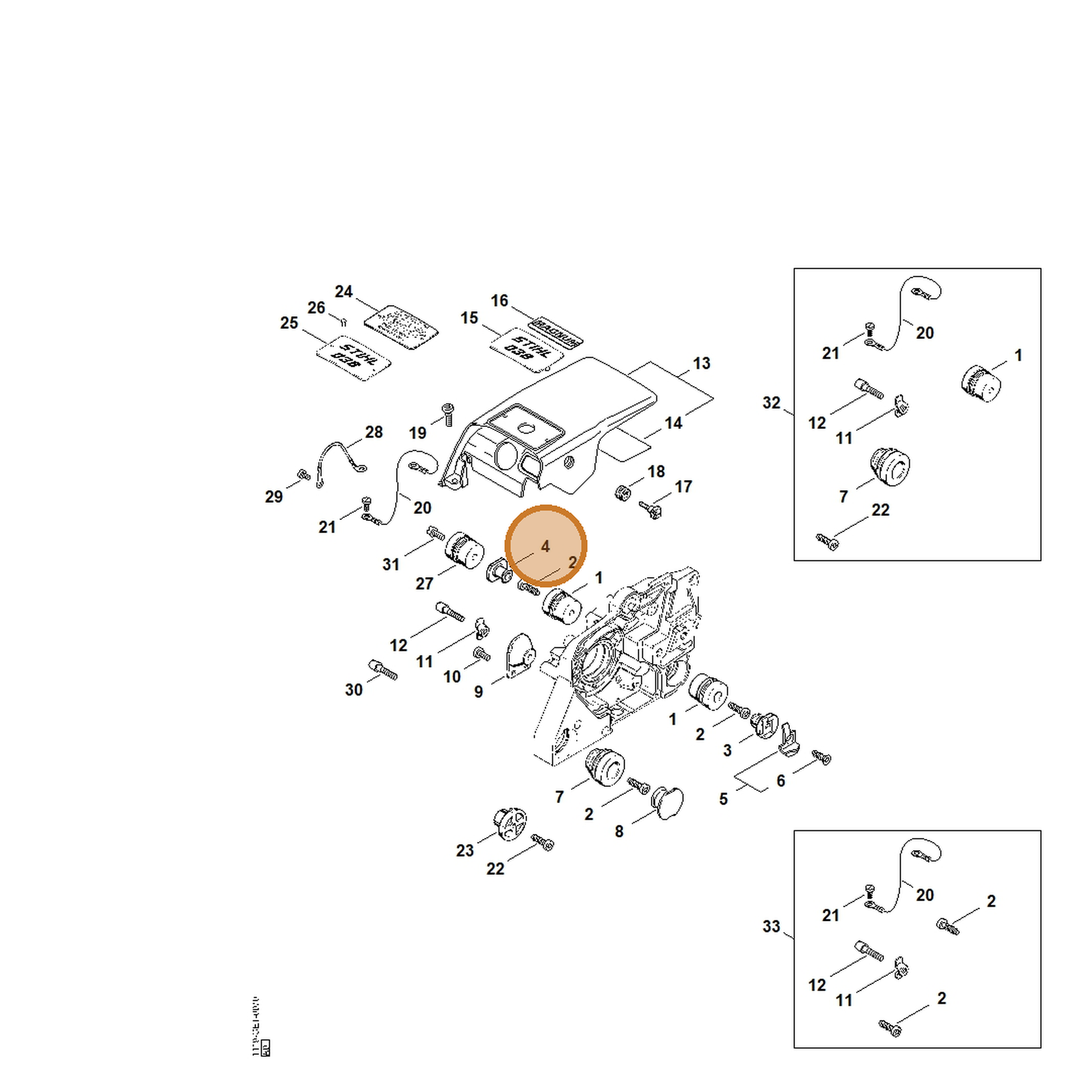 STIHL part 1119-791-7306 — IPL diagram snippet (6x zoom, amber highlight)