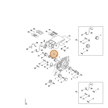 STIHL part 1119-791-7306 — IPL diagram snippet (6x zoom, amber highlight)