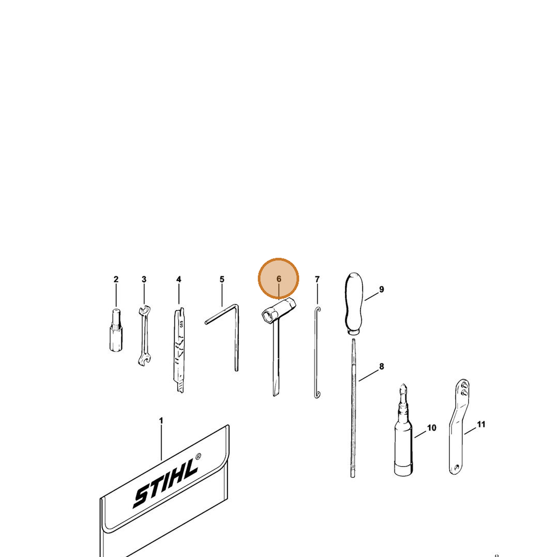 STIHL part 1119-890-3405 — IPL diagram snippet (6x zoom, amber highlight)