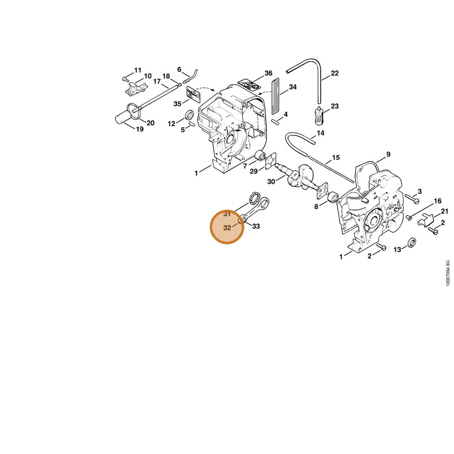 STIHL part 1120-007-1006 — IPL diagram snippet (6x zoom, amber highlight)