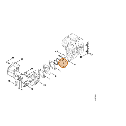STIHL part 1120-034-1501 — IPL diagram snippet (6x zoom, amber highlight)