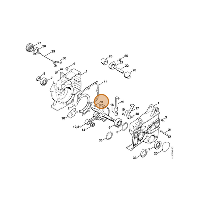 STIHL part 1120-036-8500 — IPL diagram snippet (6x zoom, amber highlight)