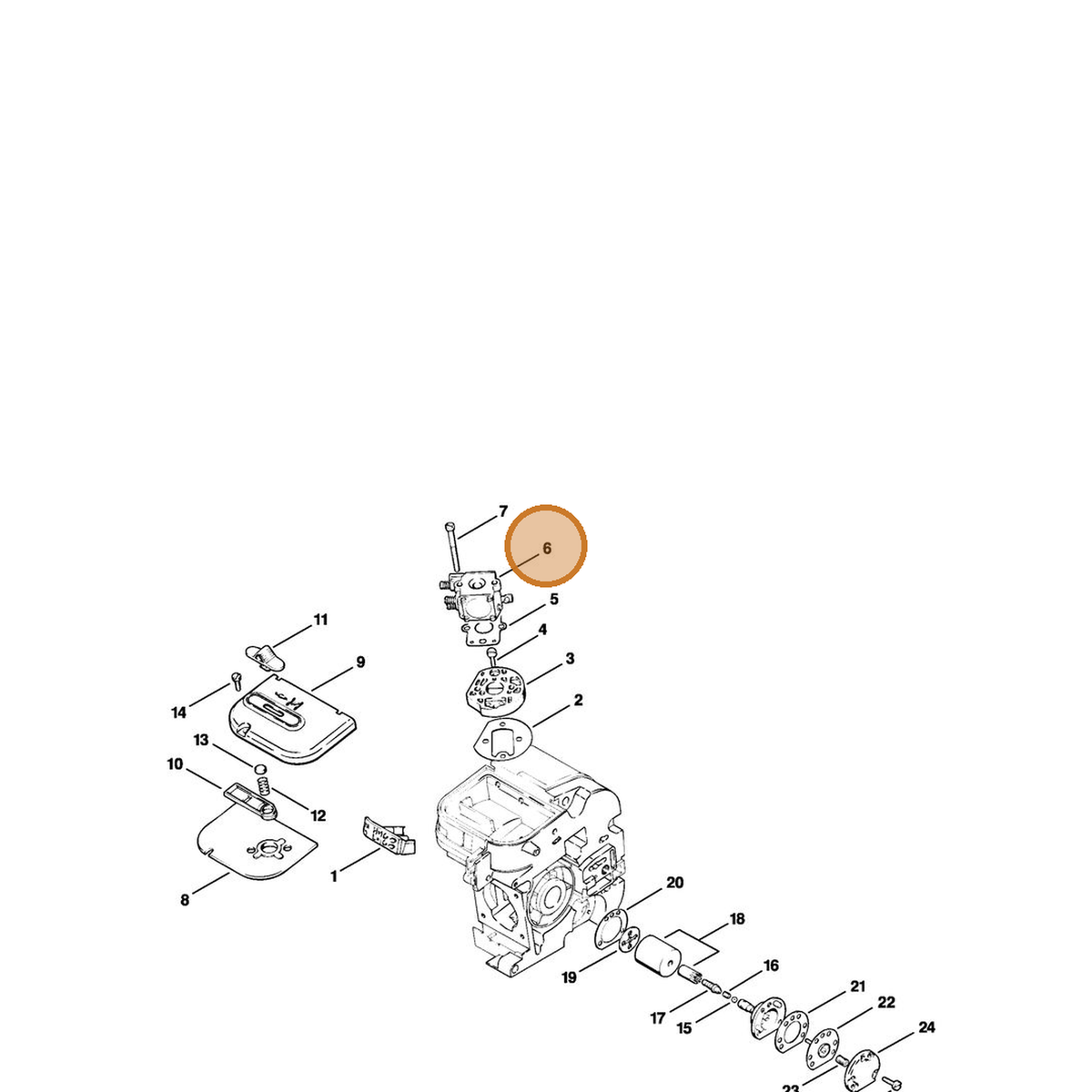 STIHL part 1120-120-0605 — IPL diagram snippet (6x zoom, amber highlight)