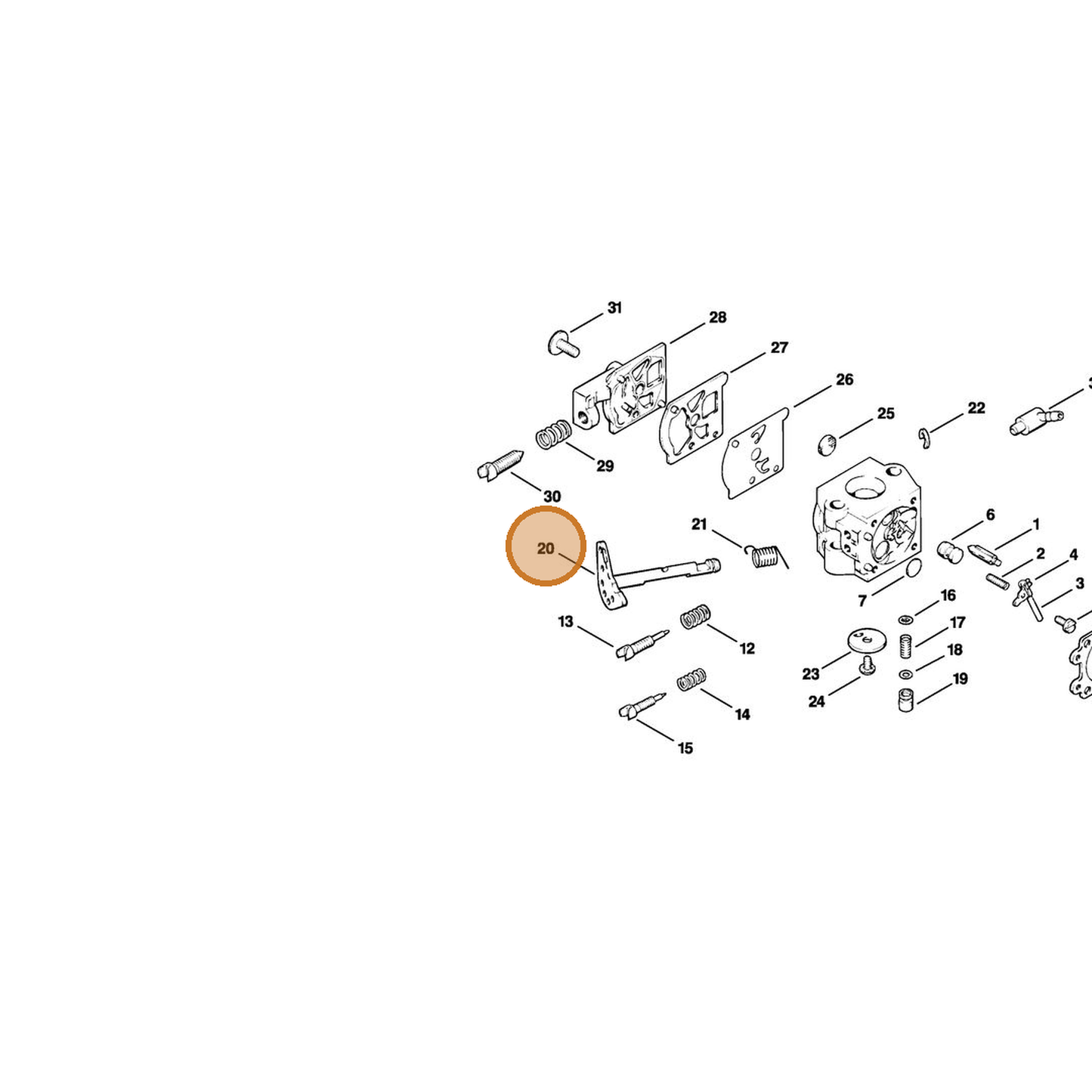 STIHL part 1120-120-7101 — IPL diagram snippet (6x zoom, amber highlight)