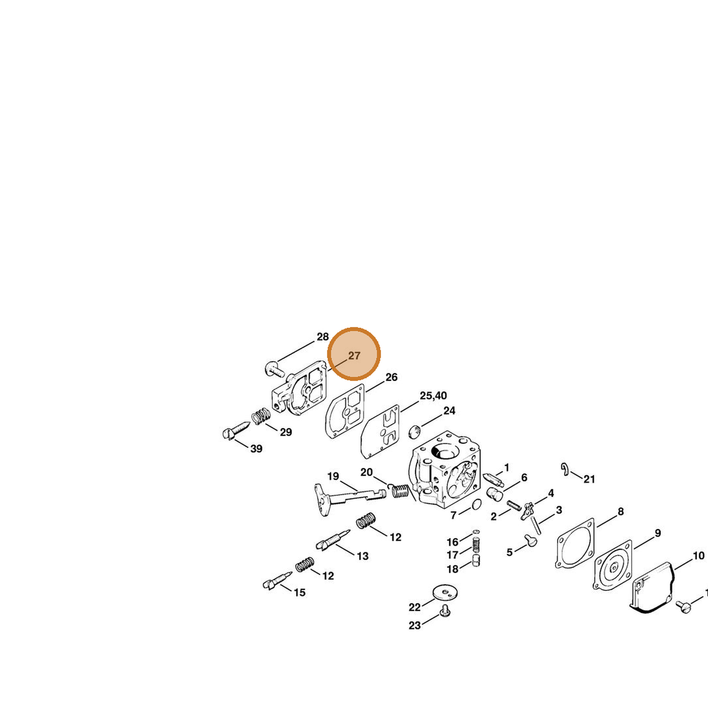STIHL part 1120-121-0801 — IPL diagram snippet (6x zoom, amber highlight)