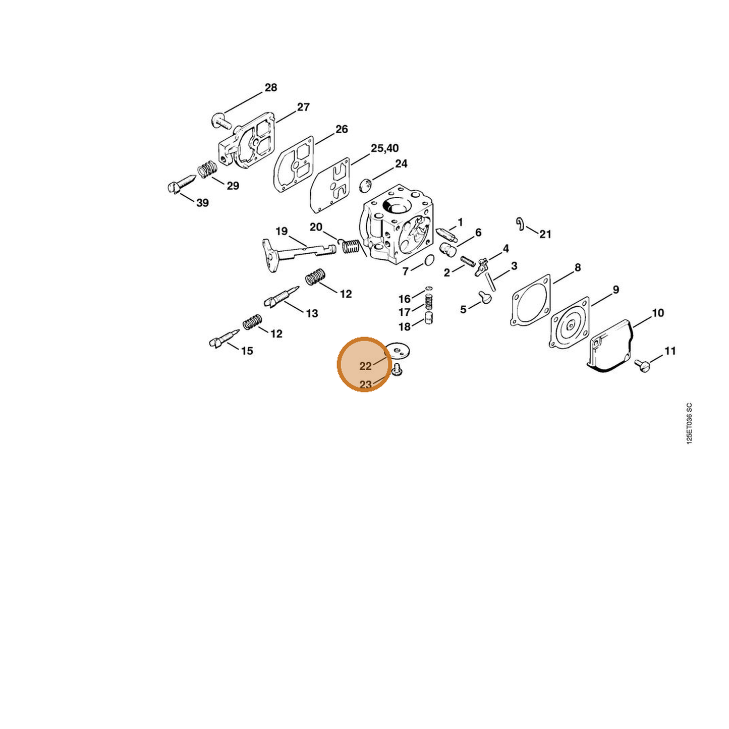 STIHL part 1120-121-3301 — IPL diagram snippet (6x zoom, amber highlight)