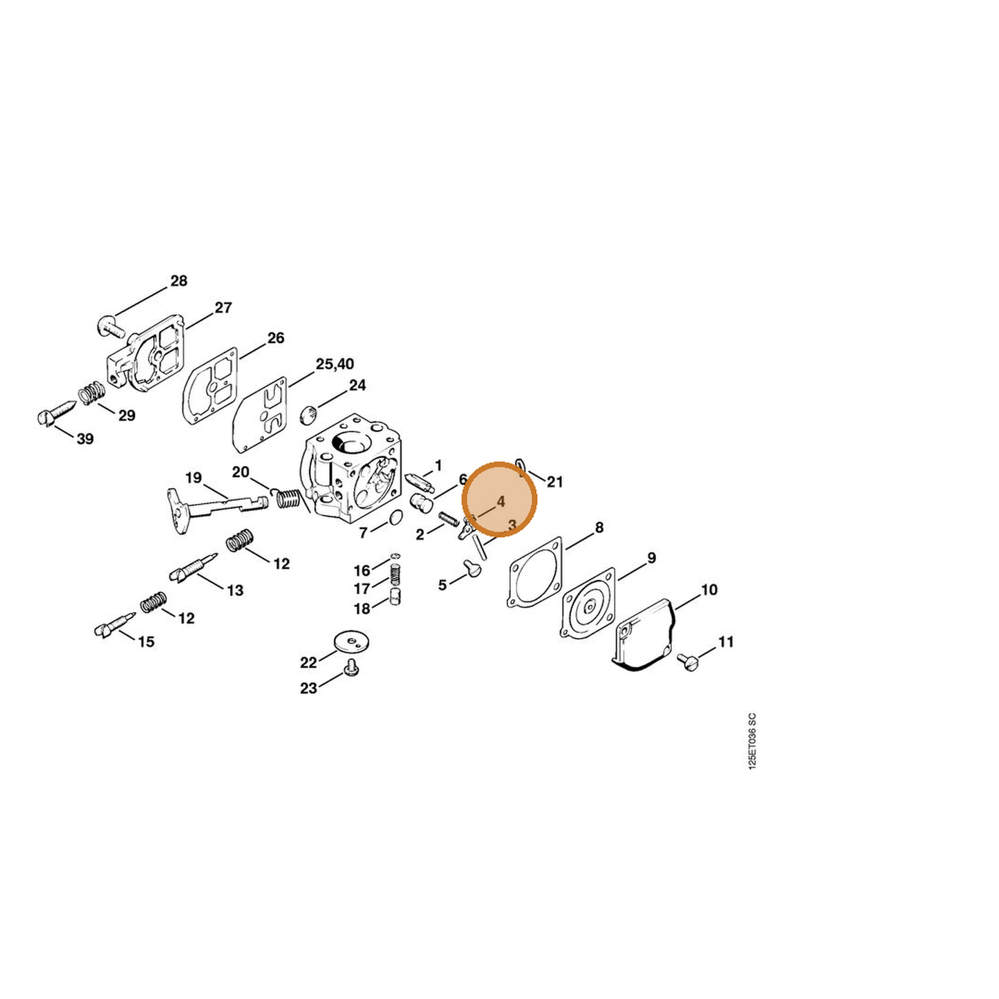 STIHL part 1120-121-5000 — IPL diagram snippet (6x zoom, amber highlight)