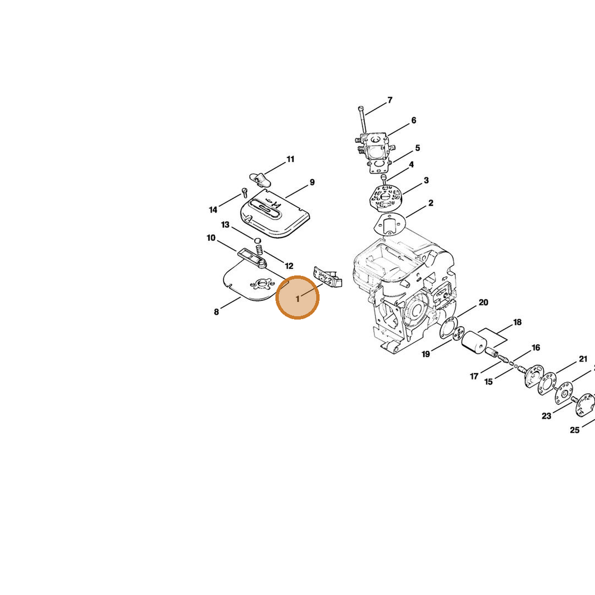 STIHL part 1120-121-7700 — IPL diagram snippet (6x zoom, amber highlight)