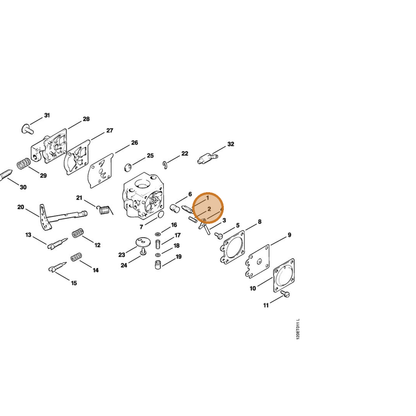 STIHL part 1120-122-3001 — IPL diagram snippet (6x zoom, amber highlight)