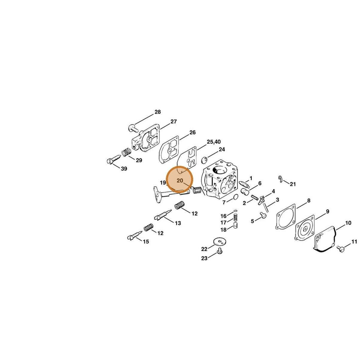 STIHL part 1120-122-3002 — IPL diagram snippet (6x zoom, amber highlight)