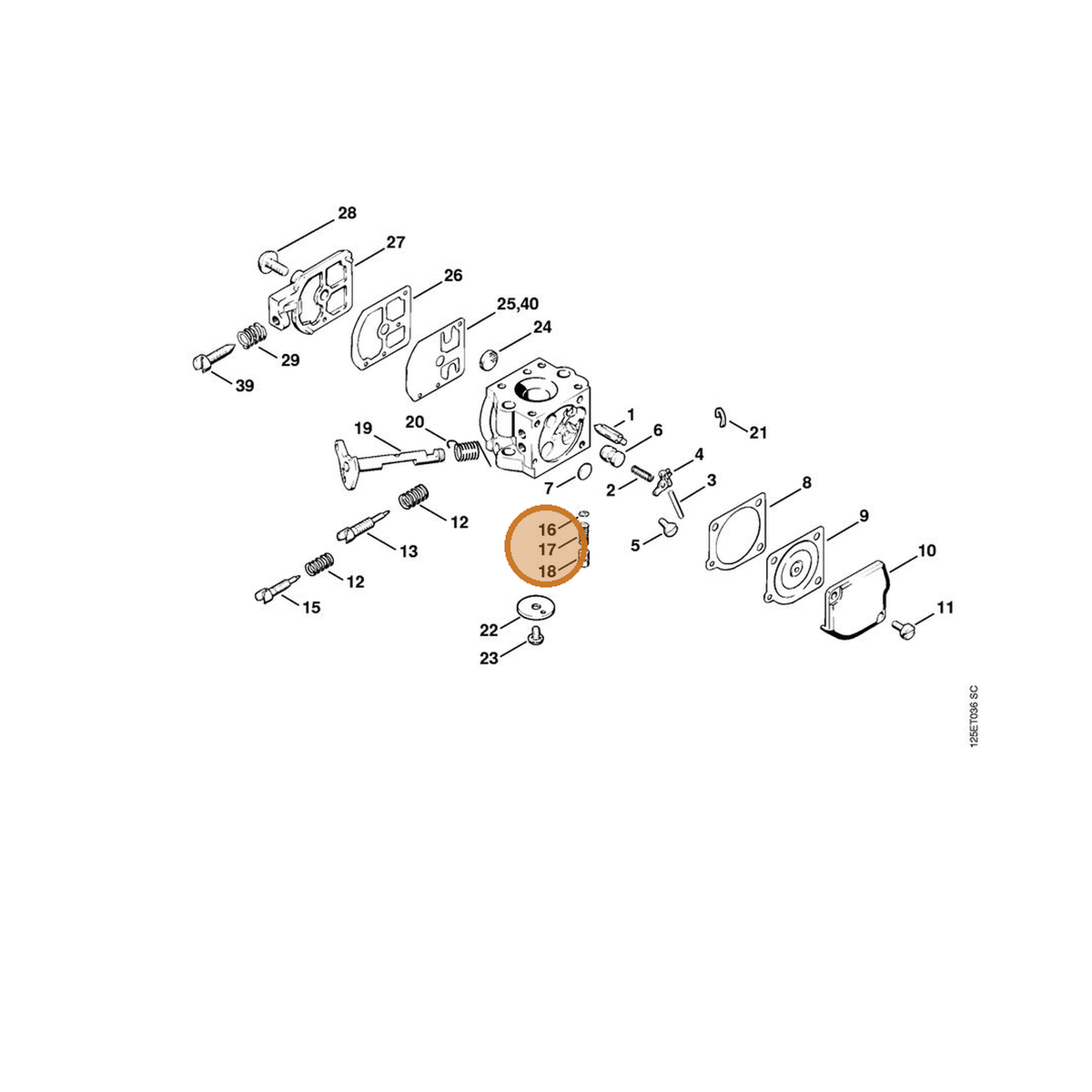 STIHL part 1120-122-3006 — IPL diagram snippet (6x zoom, amber highlight)