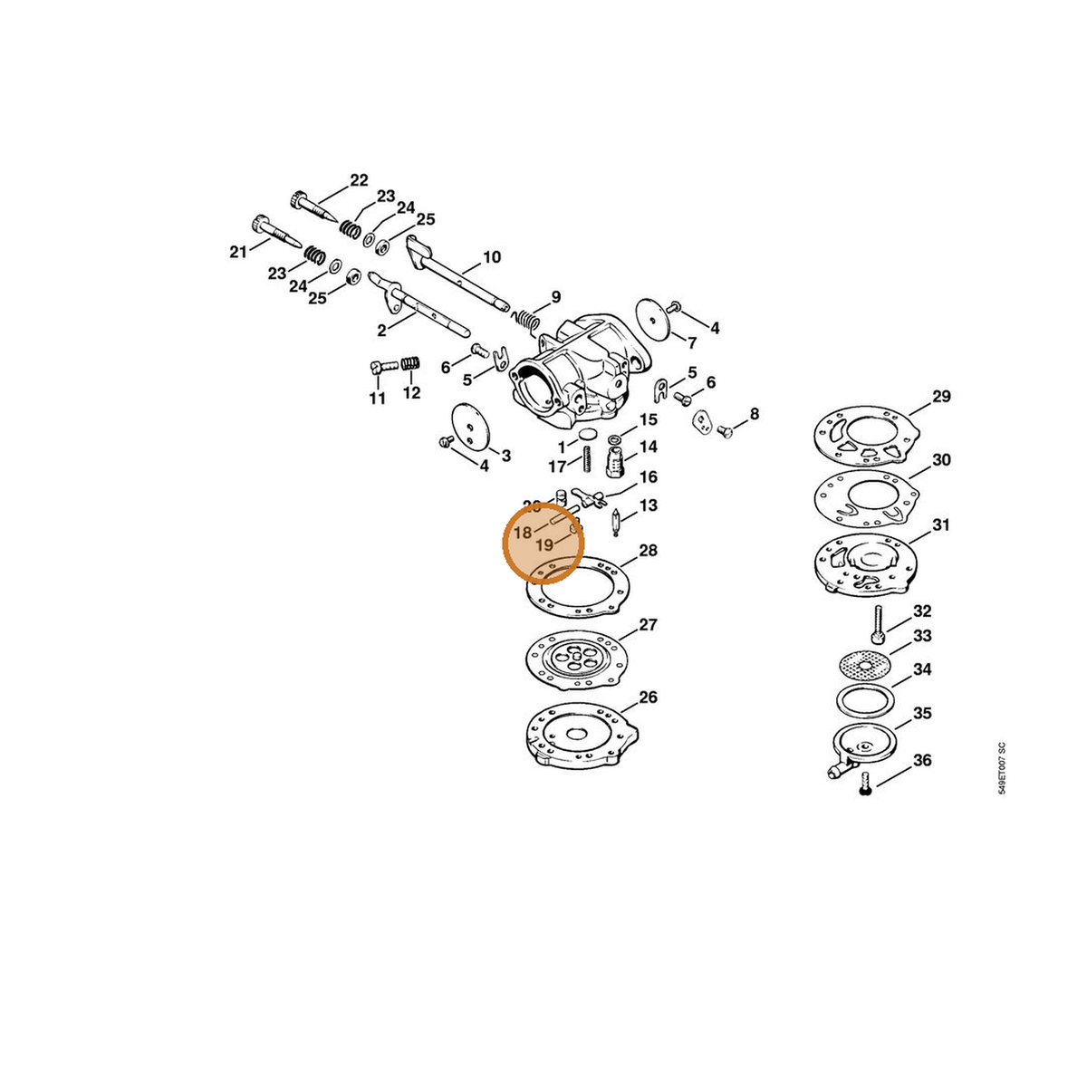 STIHL part 1120-122-6600 — IPL diagram snippet (6x zoom, amber highlight)